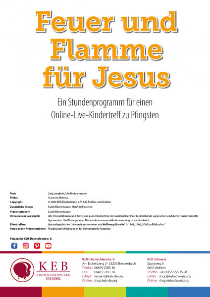 Feuer und Flamme für Jesus - Einzellektion zu Pfingsten für Online-Live-Kindertreffs - Download
